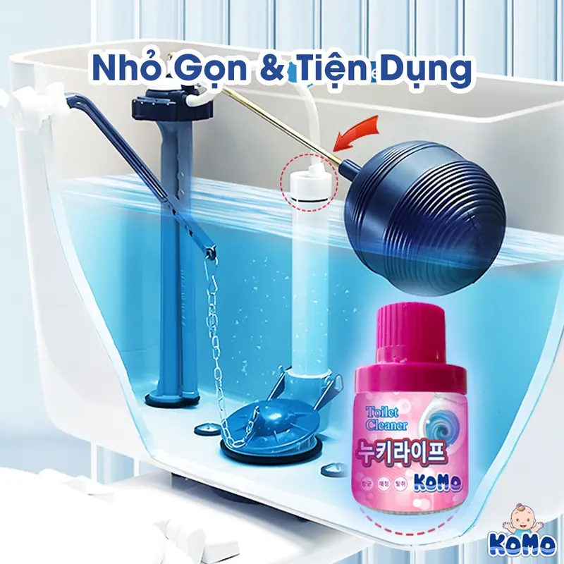 Combo 04 Cốc Thả Bồn Cầu KoMo Sáp Tan Chậm 2400 Lượt Xả Hương Hoa Oải Hương Diệt Khuẩn Làm Sạch KoMo Toilet Cleaner 3