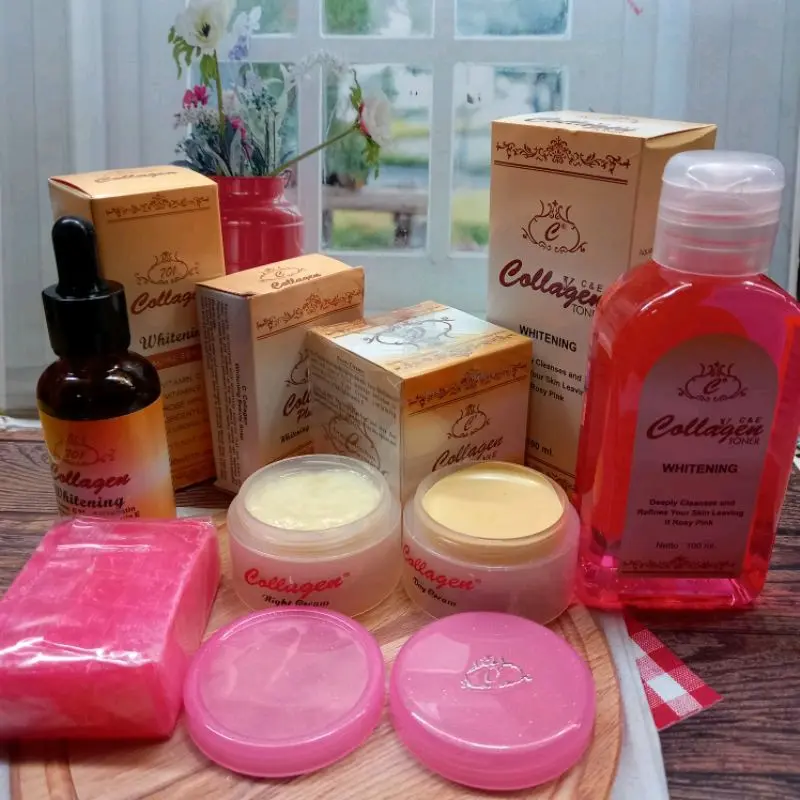 PAKET COLLAGEN KOMPLIT 5IN1 [Sabun, Toner, Serum,Cream Siang Malam] Mengencangkan Perawatan Wajah