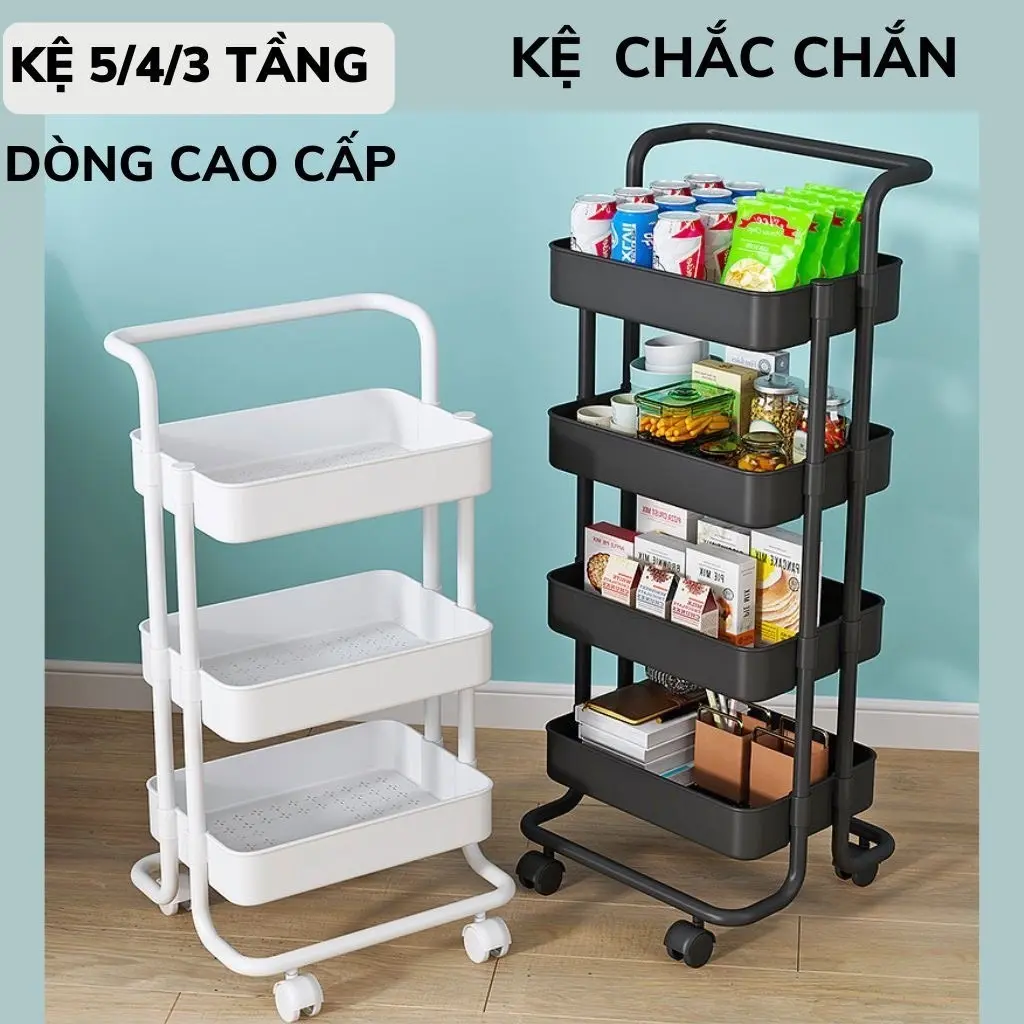 phẩm [ Mới ] Kệ xe đẩy spa khung sắt khay nhựa chắc chắn cứng cáp đựng đồ nail để đồ nhà bếp gọn gàng có bánh xe di chuyển