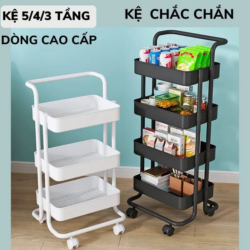 phẩm [ Mới ] Kệ xe đẩy spa khung sắt khay nhựa chắc chắn cứng cáp đựng đồ nail để đồ nhà bếp gọn gàng có bánh xe di chuyển 0