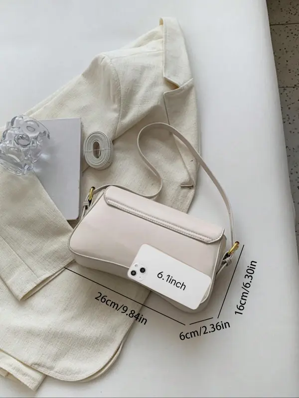 Women's Elegant Minimalist Shoulder Bag, Leather Satchel, Trendy Purses Crossbody Bags, Vintage Flap Underarm Bag, Gifts for Girlfriend, Chic All-match Shoulder Bag for Daily & Work Use, Sling Purse, Everyday Bags, Crossbody Bags, Ladies Purse 7