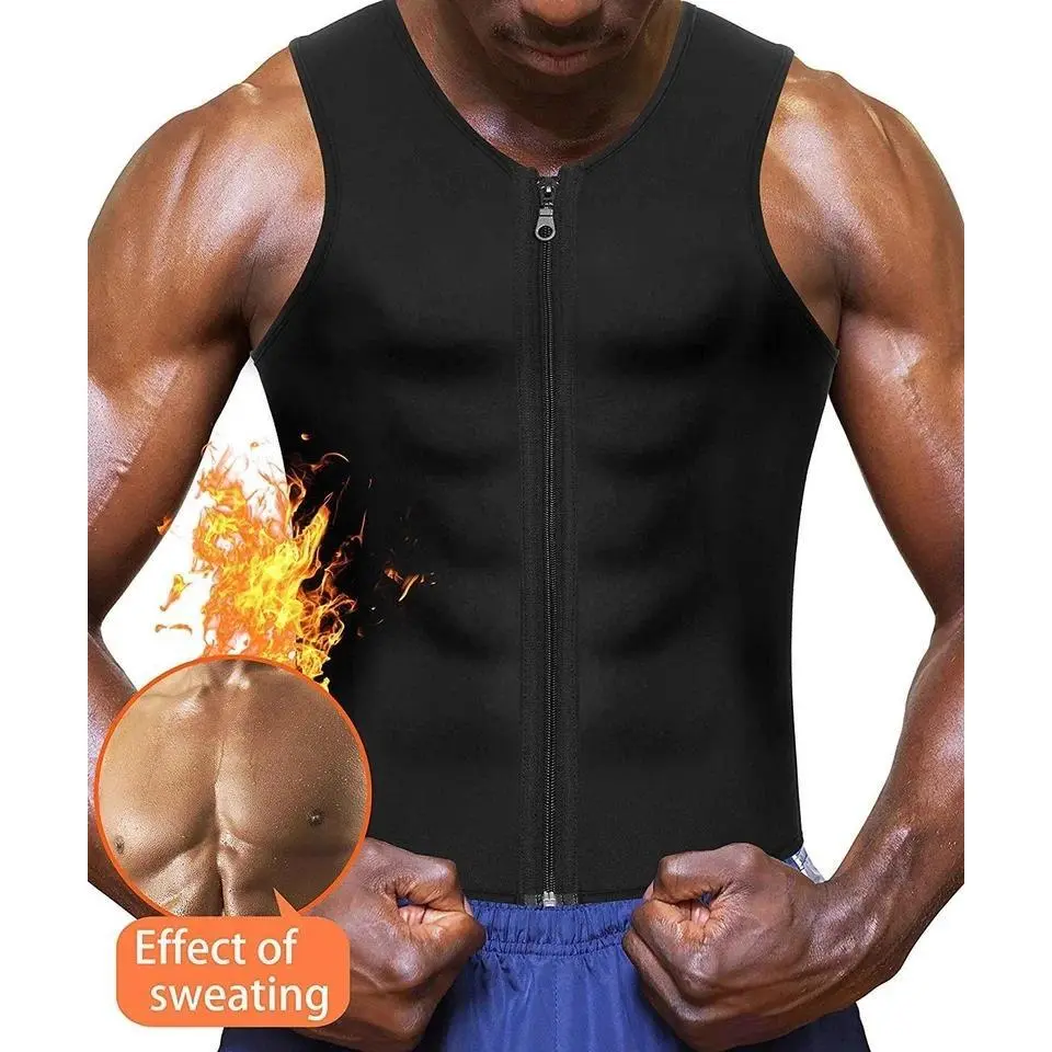 Men Waist Trainer Vest for Weight Loss Neoprene Fitness Corset Body Shaper Zip Sauna Tank Top Workout Shirt Sauna Suit S-5XL
