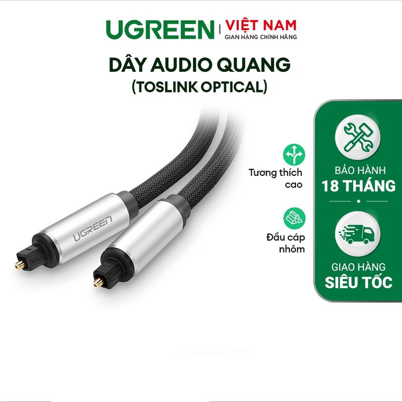 Dây audio quang Toslink Optical UGREEN AV108 | Đầu nhôm | Nhiều độ dài từ 1-3m | Bảo Hành 18 Tháng 1 Đổi 1 | Phụ Kiện