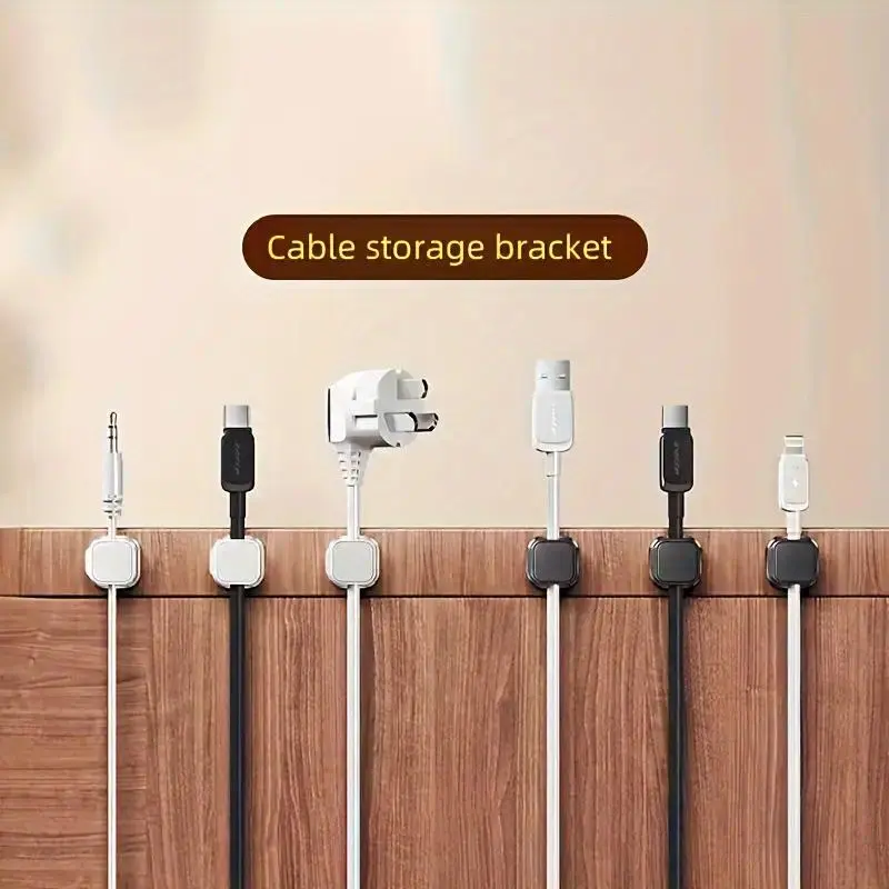 6 Piece Adjustable Magnetic Cable Clip, Non-Slip Cord Organizer for Tidy Desks, Cars and Homes - Easy to Install, Wall Mounted, Plastic - Great for Christmas and New Year's Gifts, Electronic Product Cord Holder, Utility Hooks