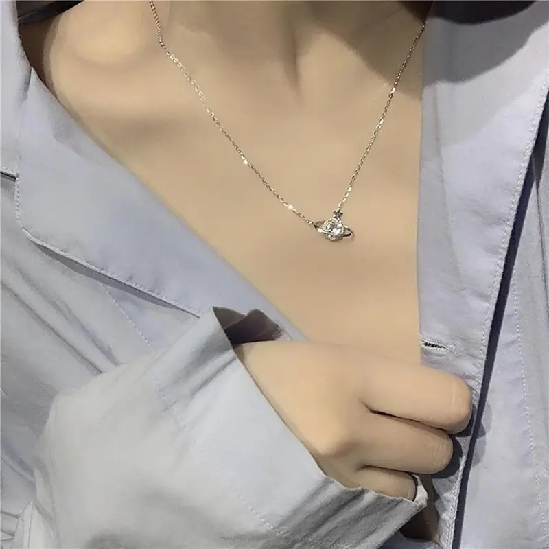Vòng Cổ Mặt Dây Chuyền Hành Tinh Đầy Sao, Thiết Kế Siêu Thanh Lịch, Phong Cách Đơn Giản Và Ngầu Vòng Cổ Xương Đòn Hình Ngôi Sao Năm Cánh Titan Nam dâ y c huyền nữ