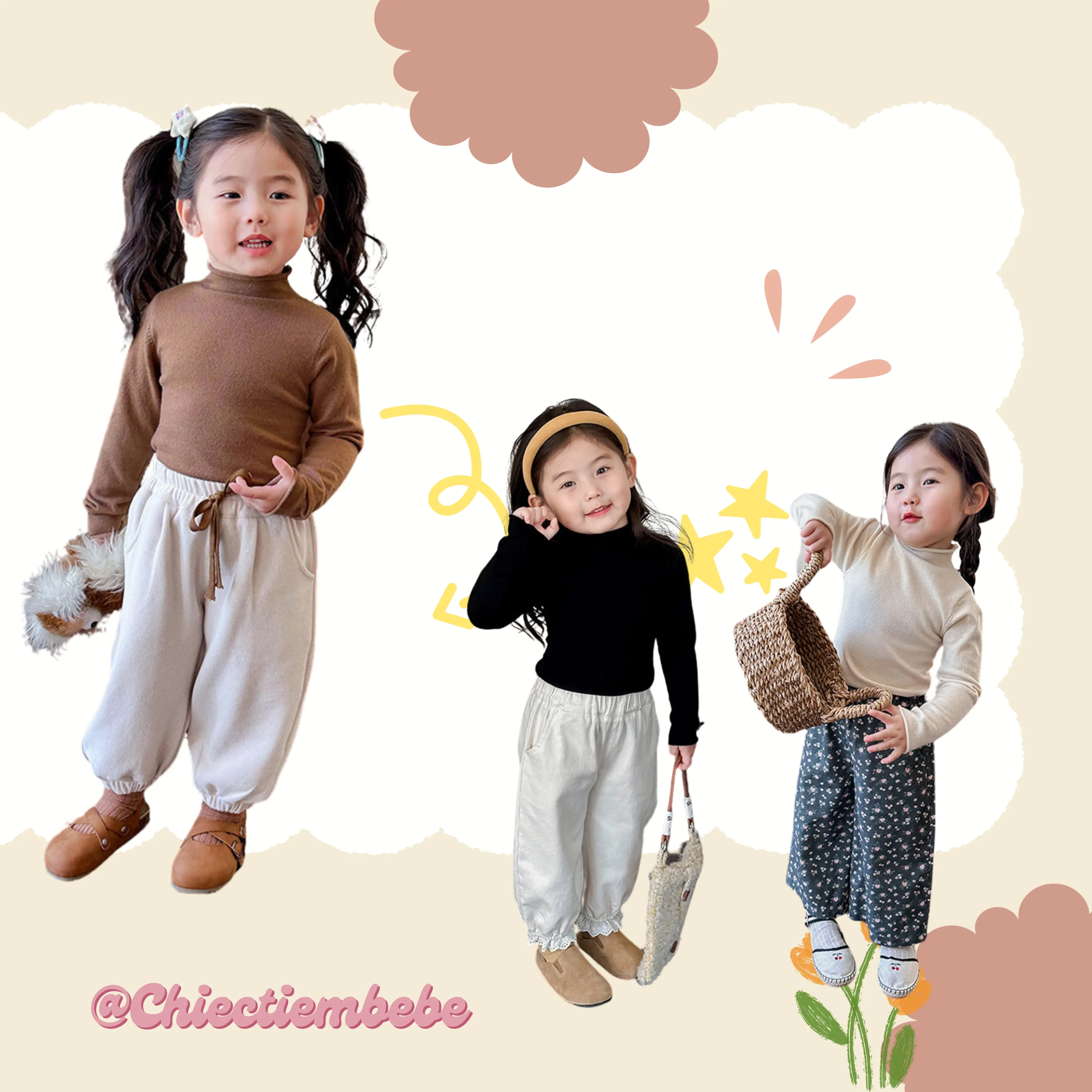 Áo len giữ nhiệt cổ 3p bé gái