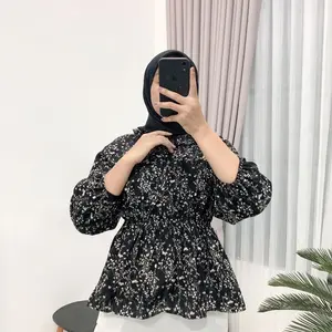 OLLA BLOUSE KOREAN STYLE | FLOWY BLOUSE | FLORA BLOUSE MOTIF BUNGA | BLOUSE KERUT KOREAN STYLE Nyaman