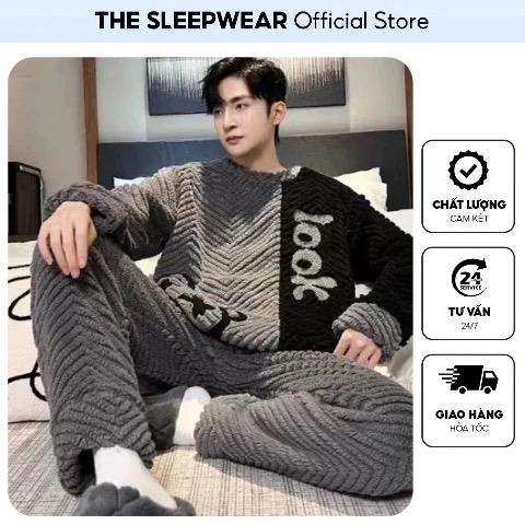 Bộ Đồ Ngủ Lông cừu San Hô - Bộ mặc nhà mùa đông cho Nam -chất Lông cừu dày dặn siêu ấm