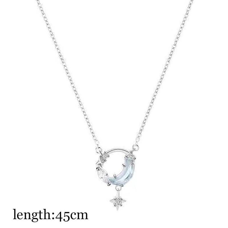 Vòng Cổ Lãng Mạn, Zircon Sang Trọng, Thiết Kế Ngôi Sao Và Mặt Trăng, Dây Chuyền Xương Đòn Dễ Phối Đồ Phụ Kiện Thanh Lịch, Thích Hợp Cho Phụ Nữ Và Trẻ Em Gái 2