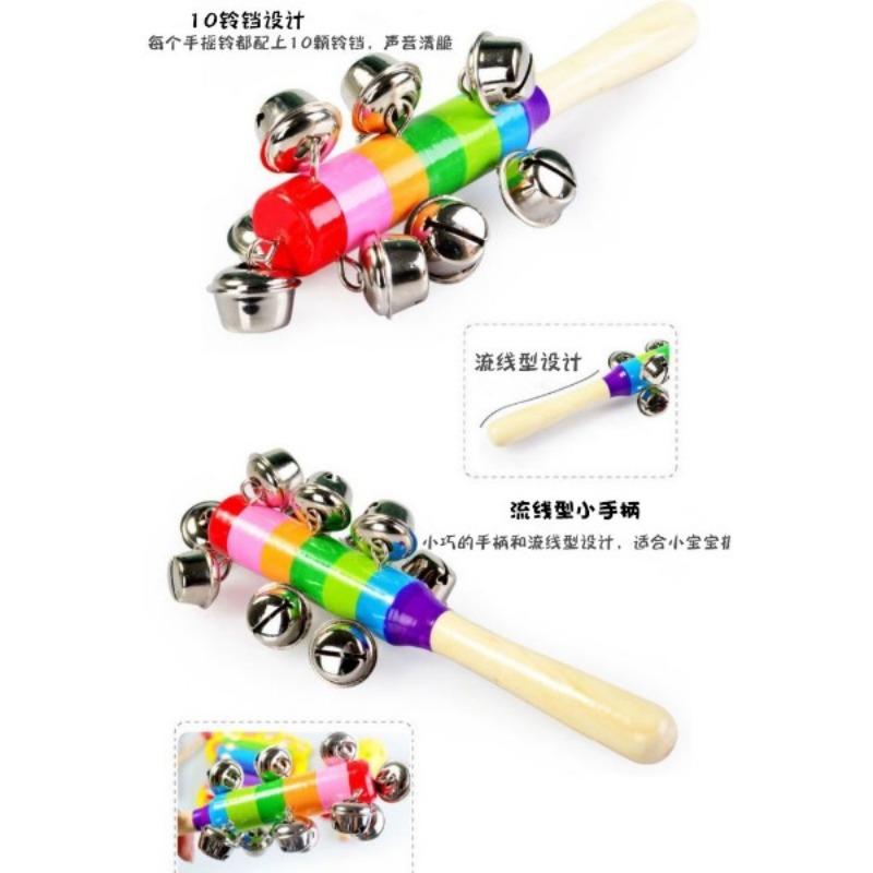 Product Introduction of Wooden Colorful Hand Rattle, Wooden One-word Rainbow Rattle Kindergarten Toy Manufacturer Wholesale 5