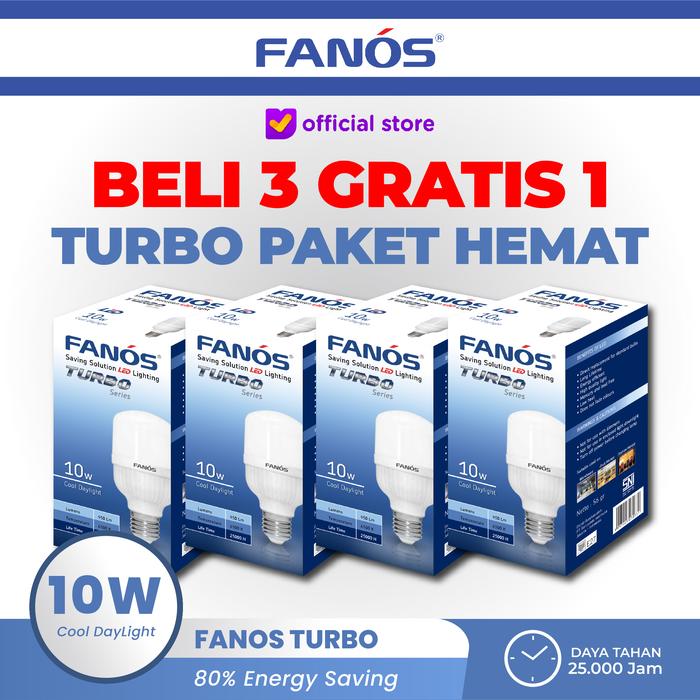 Promo Fanos Turbo 10 Watt [Beli 3 Gratis 1] Lampu LED CDL - Putih ...