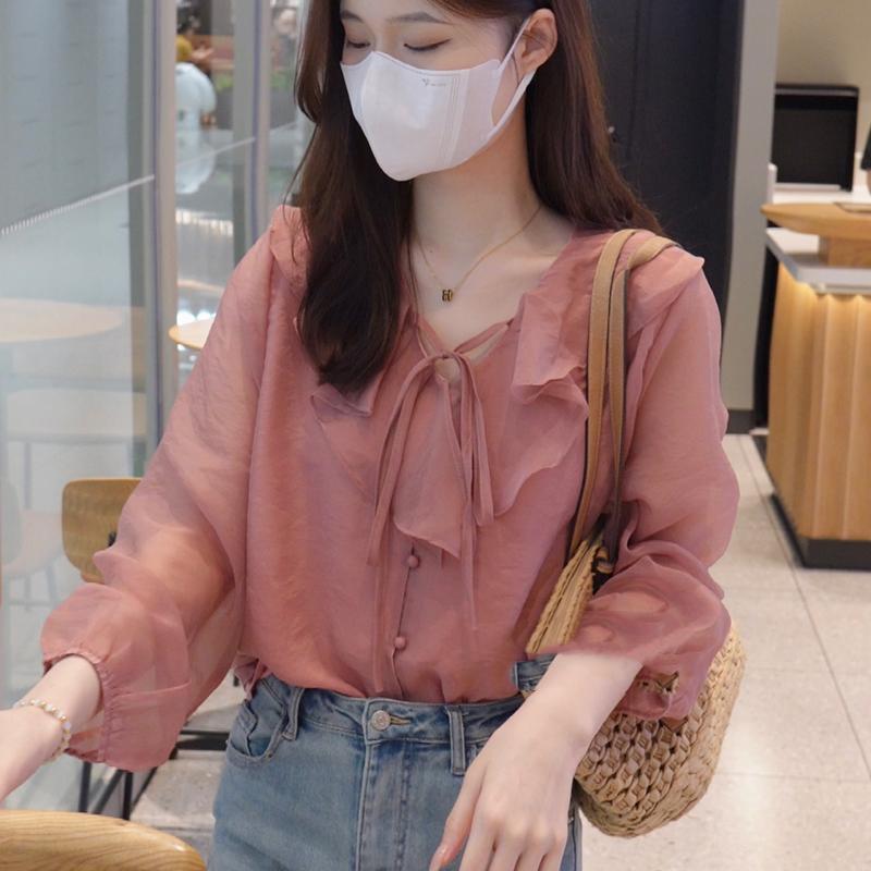 Product Introduction of Áo Sơ Mi Tay Áo, Phong Cách Pháp Ngọt Ngào Và Thường Ngày, Cổ Chữ V Buộc Dây Xếp Nhún Dành Cho Phụ Nữ Vào Mùa Hè, Phong Cách Ins, Sang Trọng Và Đơn Giản, Áo Thời Trang 6