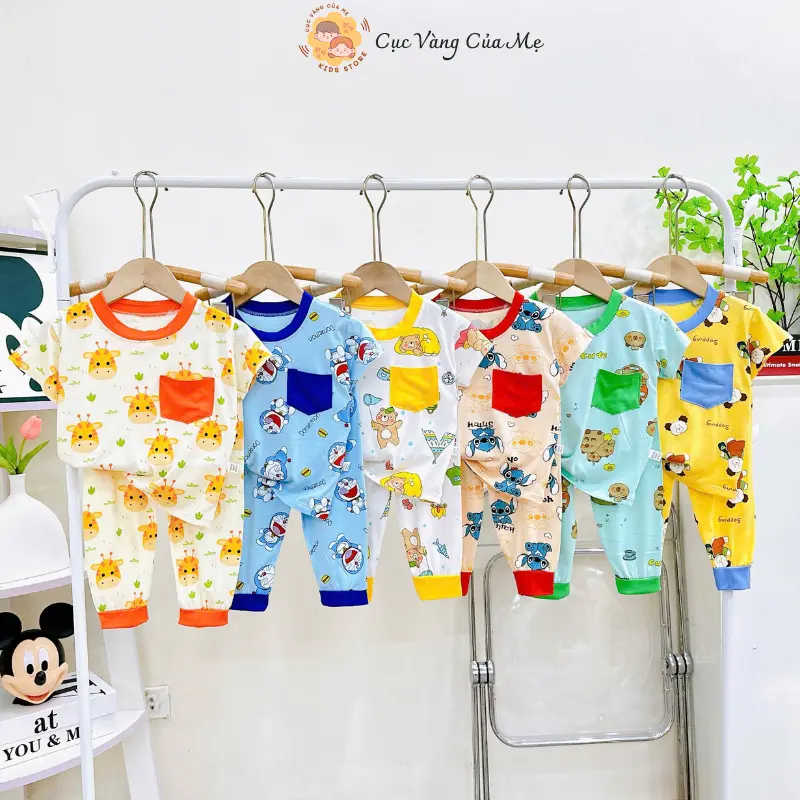 Bộ Tay Ngắn Quần Dài Thun Lạnh, Bộ cộc tay quần dài thun lạnh hoạ tiết Cho Bé Trai Và Bé Gái Từ 5kg Đến 15kg [010] 3