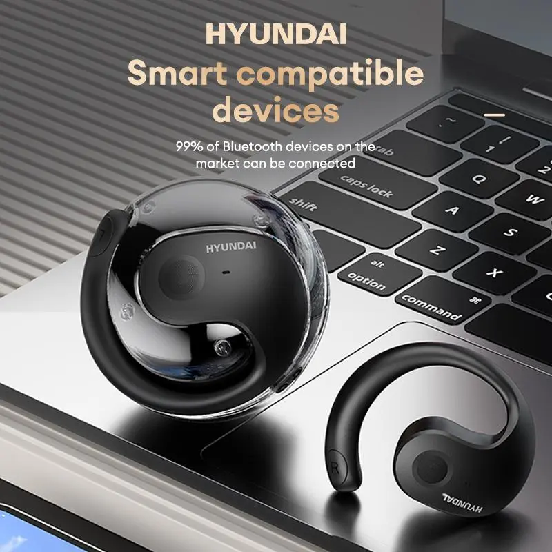 HYUNDAI Clip On Design Wireless Bluetooth-compatible Earphone, Waterproof Long Battery Life Earphones, HIFI Sound Quality Headphones for Sports & Travel 7