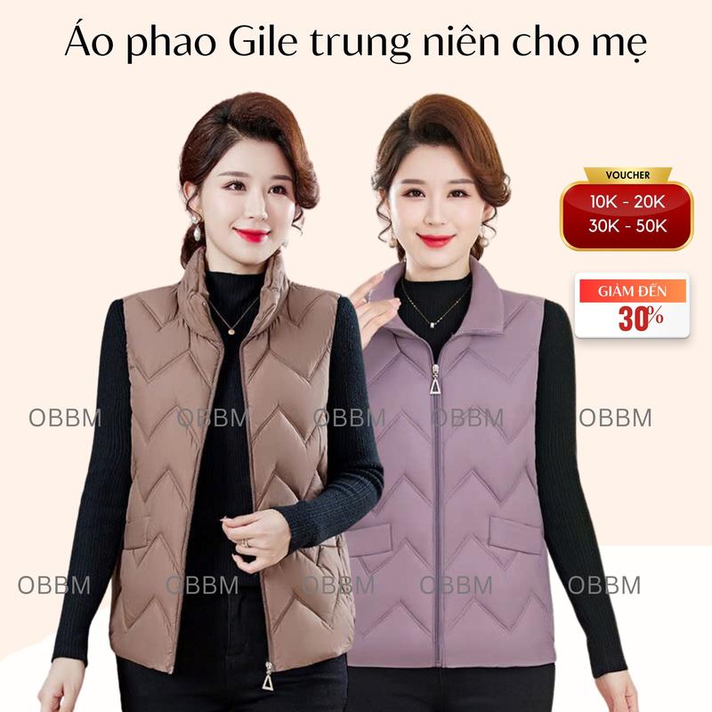 Áo gile trung niên cho mẹ, áo phao trần bông gile sóng cho mẹ mặc ở nhà hay đi chơi mẫu mới nhất
