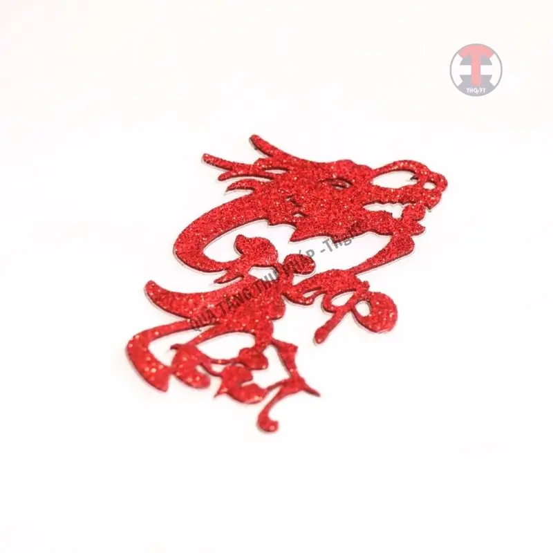 [14]Chữ xốp nhũ thư pháp kim tuyến 12cm Đầu Rồng dán Dừa Tết 2024[Trang trí dưa, dừa bưởi thư pháp ngày Tết] Tranh 1