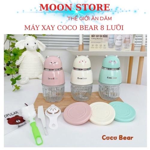 Máy xay 8 lưỡi Coco Bear dung tích cối thủy tinh 300ml xay đồ ăn dặm cho bé - BH 18 tháng