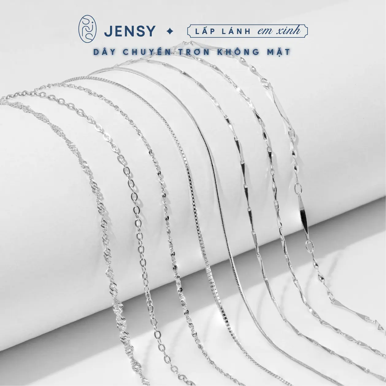 Dây Chuyền Bạc Trơn Cao Cấp JENSY Không Mặt Bạc S925 VCVA01 Cho Nam Nữ Dễ Dàng Lồng Mặt Theo Ý Muốn