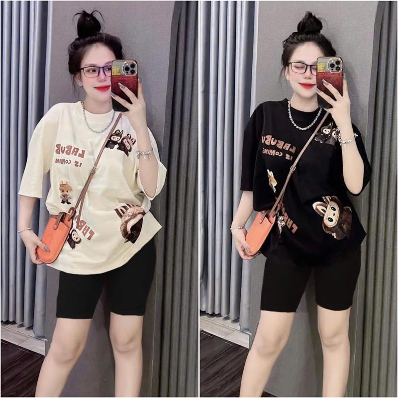 Set Đồ Bộ Nữ QBN Lửng Quần THUN TĂM LẠNH In LABUBU 4 Góc Áo [BIGSIZE 45-85KG] Women