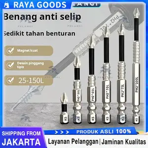 Mata Bor Obeng K5 Anti Slip Tahan Benturan Isi 5 Pcs Magnet Kuat Bahan Baja Krom Vanadium Torsi Tinggi Ujung Presisi Untuk Bor Listrik Set 25mm 50mm 65mm 70mm 90mm
