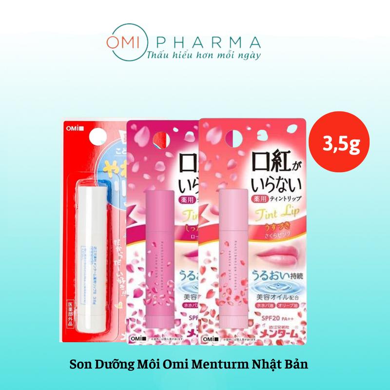 Son Dưỡng Môi Màu Hồng Đỏ Và Hồng Cam Son Dưỡng Môi Lành Tính Dành Cho Môi Nhạy Cảm Và Trẻ em Omi Menturm 3.6g tuýp