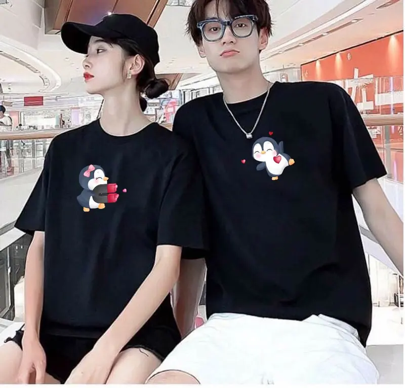 Áo thun, áo phông cặp nam nữ, áo đôi mặc với người yêu in hình CHIM CÁNH CỤT đáng yêu, ý nghĩa, cá tính (GIÁ 1 ÁO) chất vải mềm mịn thoáng mát, phong cách năng động Women  - Men Top 0