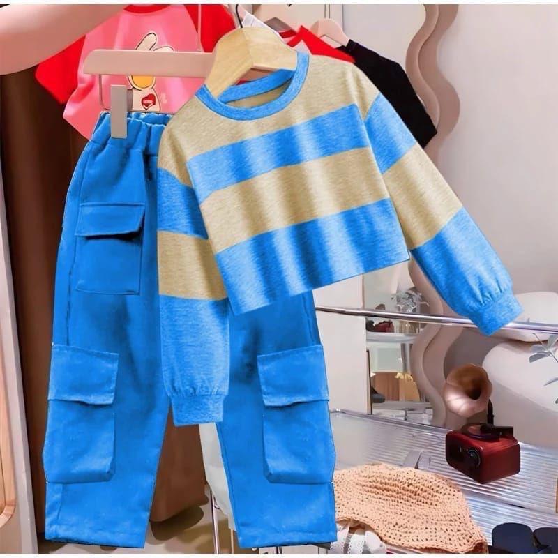 Setelan anak perempuan cargo stripe junior terbaru 2