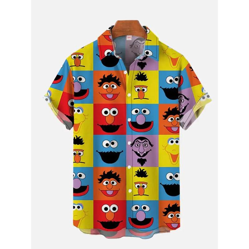 Product Introduction of Abstract Hawaiian Shirt Mid-Century Modern Colorful Geometric File Night Print Chest Pocket Short Sleeve Shirt Casual Shirt 3