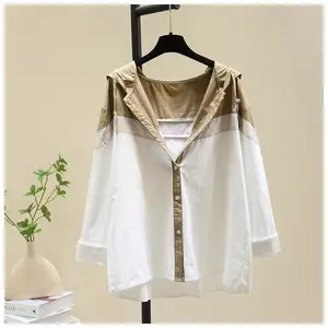 PO15 CHICMORE Atasan wanita kekinian gaya baru kancing aktif sebaris dan lengan panjang