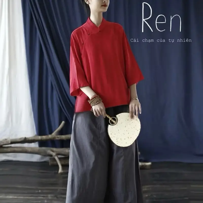 ￼Linen Pháp Phục Đồ Lam Đi Chùa Lễ Phật Thiên An Renlinen