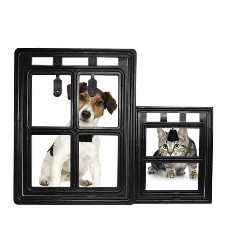 Home Lockable Dog Screen Door Pet Cat Screen Door Plastic Pet Door for Mosquito Proof Screen Window Security Flap Gate Dog Fence