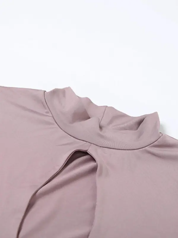 Two-piece Set  Women's Solid Wrap Cut Out Crop Top & Ruched Mermaid Skirt, Casual Fashion Cozy Mock Neck Long Sleeve Top & High Waist Skirt for Daily Outdoor Wear, Ladies Clothes for All Seasons Valentine's Day, gift 3
