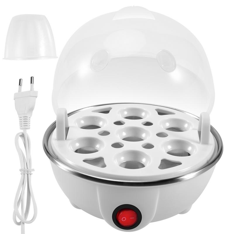 Electric Boiled Egg Cooker Boiler Maker Rapid Heating Stainless Steel Steamer Pan Cooking Tool,White EU Plug 2