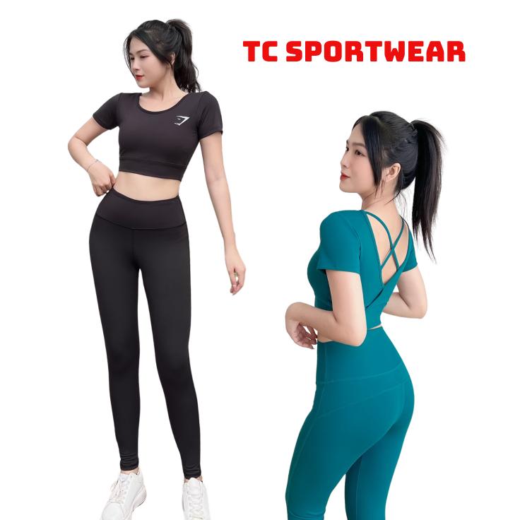 Đồ Tập Gym Nữ | Bộ Tập Gym Yoga Nữ Áo Croptop Tay Ngắn Quần Legging Thun Lạnh Co Giãn Đa Chiều-D16