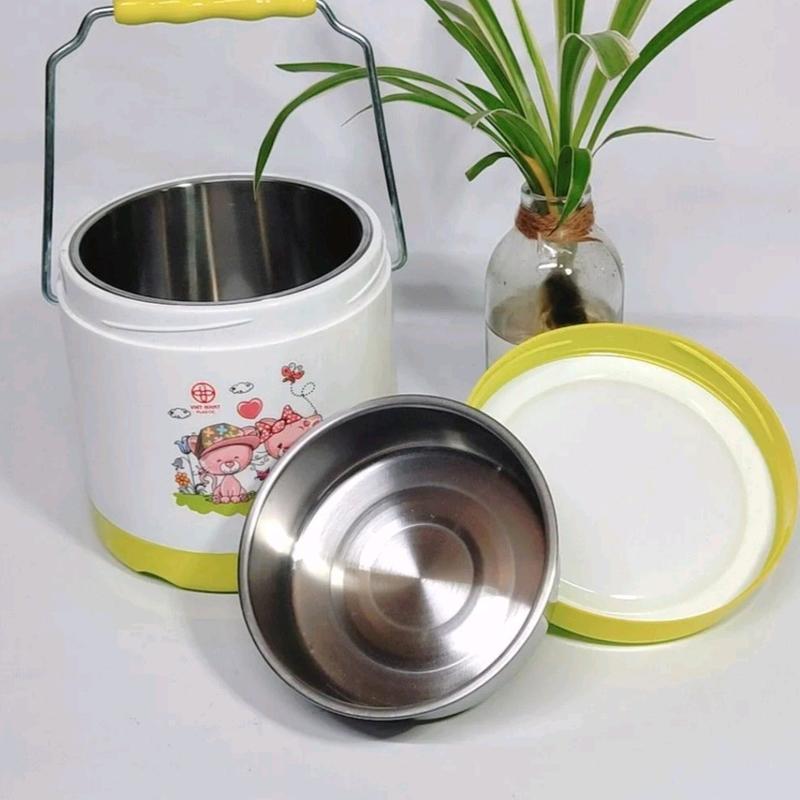 Cặp lồng, Hộp đựng Cơm Nóng, Cà men 2 ngăn, Vỏ Nhựa, Ruột Inox giữ Nhiệt lâu