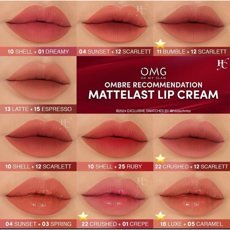Paket Ombre OMG OH MY GLAM Mattelast Lip Cream | Coffee Edition | Socialite | Tahan Lama & Ringan | Kemasan Baru Gloss Lipstick 1