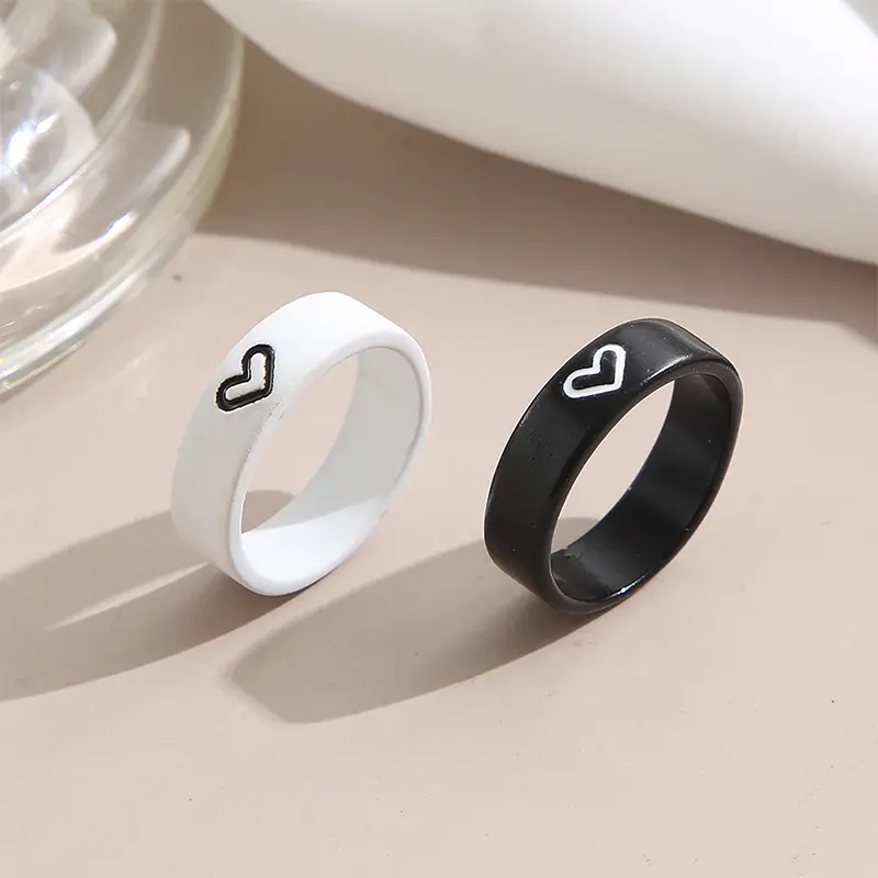 Set cincin pasangan yang sepadan dengan hati kreatif untuk wanita dan lelaki, cincin perkahwinan cinta yang tidak berkesudahan selamanya, pesona, hadiah barang kemas Hari Valentine, 1 pasang