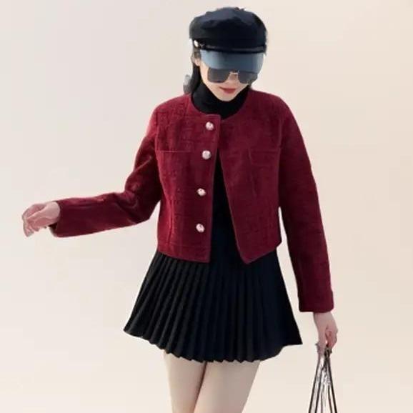 Áo khoác dạ nhung CỔ TRÒN 4 màu Nữ Top Women Jacket áokhoác dạ áo dạ áo khoác dạ áo khoác dạ ép