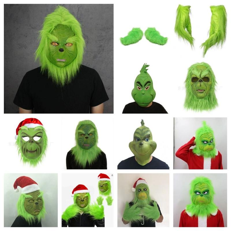 Gifts Animal Grinch Mask Fur Latex Santa Claus Costume Headwear ...