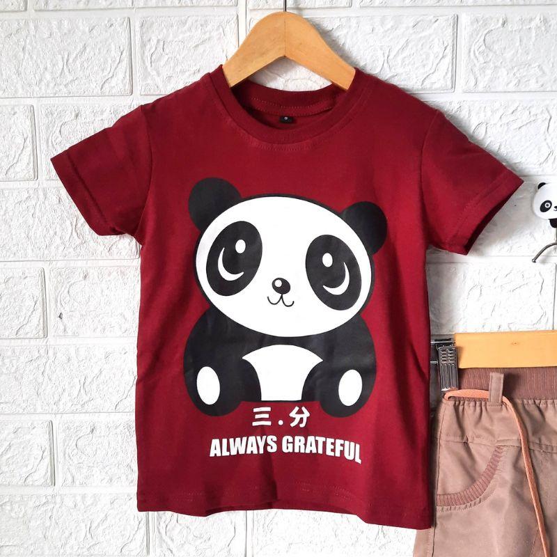 Setelan anak cowok motif Panda celana hotpants Baju 1