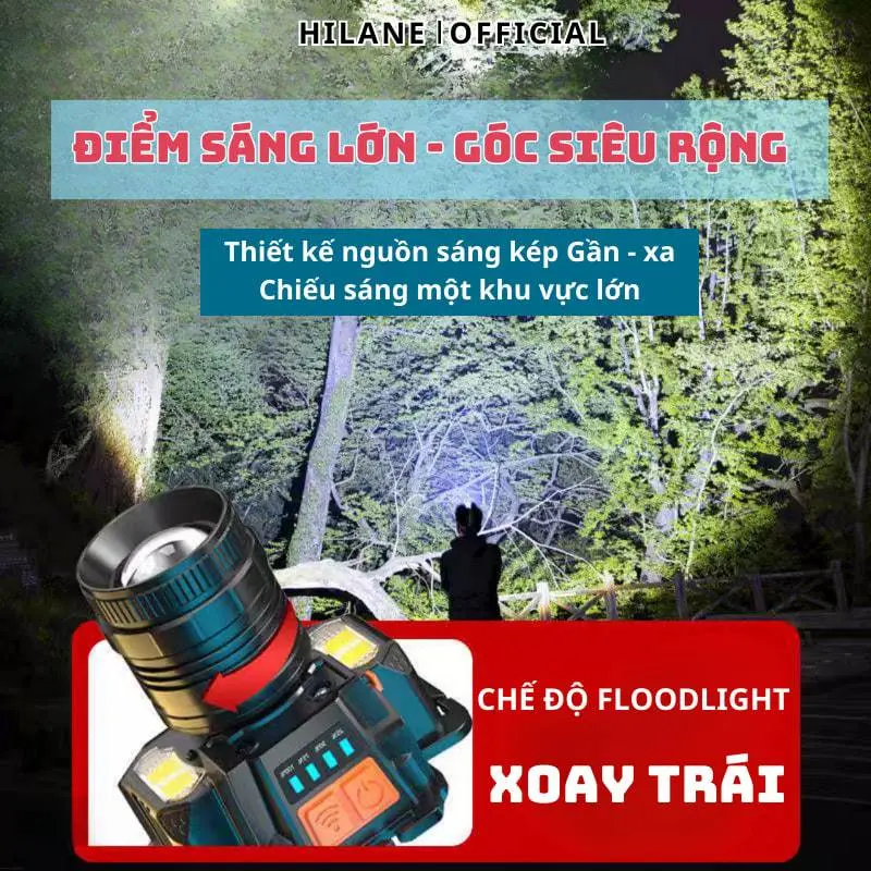 Đèn Pin Đội Đầu Hilane Vỏ Kim Loại Siêu Đẹp Kèm Dây Sạc 7