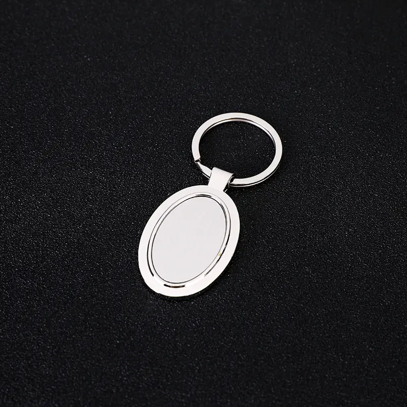 Fashion Zinc Alloy Single Row Keychain Car Anti-Lost Key Ring Pendant Blank Taguble-Sided Laser Epoxy