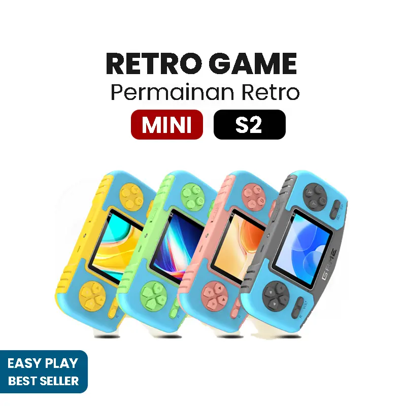 Game Boy S2 GameBot Console Portable Game Player Built-in Clasic 500 Games Connect to TV or Gamepad  1 Player or 2 Player/ Gamepad 2 Pemain Dapat Stick G5 Hadiah Sempurna Terbaik/ Gameboy Retro Terbaik Dapat Stick Bisa Untuk 2 Orang [Easy Play]