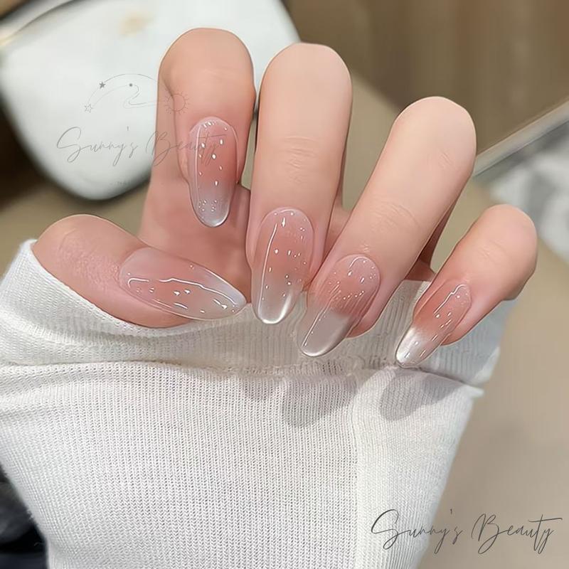  Miếng Dán Móng  Thủ Công Nguyên Chất Móng  Giả Móng  Đeo  M095 Với Hạt Thủy Tinh Luộc Trong Trắng ngón nail box dụng cụ làm chà gót chân cầm tay combo 