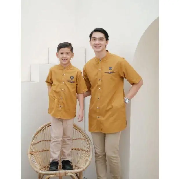 Baju Couple  Koko Ayah Dan Anak Lengan Pendek Motif Polos 2