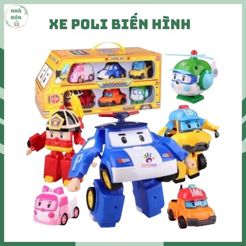 Đồ Chơi Set 6 Xe Poli Biến Hình Siêu Xe Robot 6 Trong 1 Cao Cấp Cho Bé E4