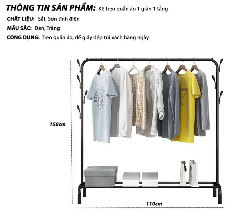 Sào Treo Đồ ,Giàn phơi Quần Áo Vừa Có Chỗ Để Giày Dép Chất Liệu Thép Không Gỉ Mẫu Mã Hiện Đại 2
