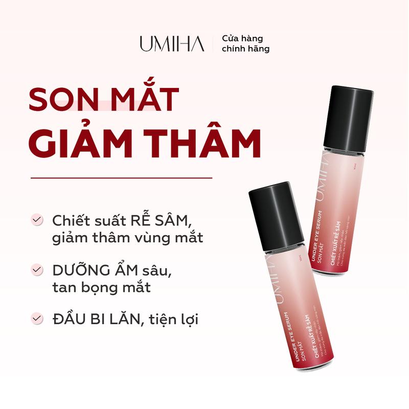 Tinh chất serum giảm thâm mắt UMIHA 10ml Son mắt chiết xuất Rễ Sâm giúp dưỡng sáng da, hỗ trợ giảm thâm vùng mắt