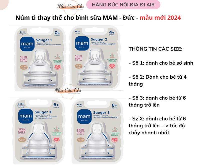 Núm thay thế bình sữa MAM chống đầy hơi cho bé số 1 tại Đức - Đủ size- Nhà Của Chi