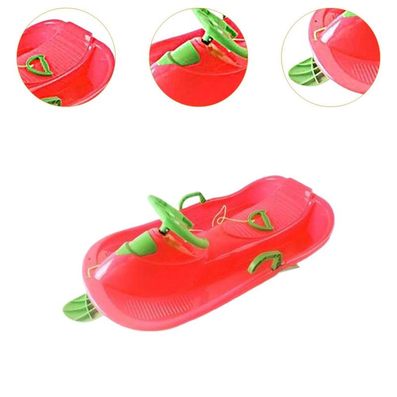 Snow Sled with Steering Wheel and Brake Portable Outdoor Unique for Downhill Versatile Ski Sled for Boys Kids Girls Children 8